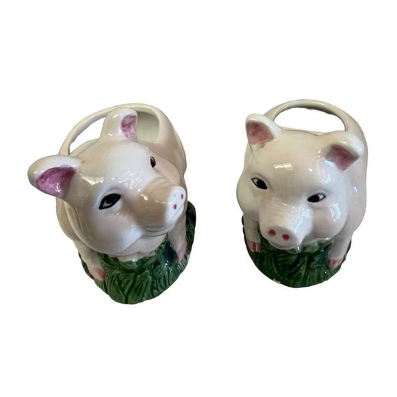 Vintage PINK PIGS Sugar Creamer Bowls Sets No Chips No Cracks 5" x 3" - Picture 2 of 6